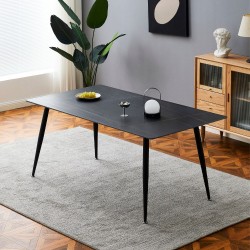 Tavolo Mila 140x80 top ceramica effetto marmo nero opaco
