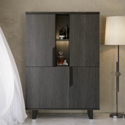 Vetrina credenza Zaira 2 ante palissandro nero 110x49x159h