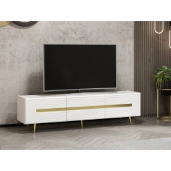 Base porta tv Jose colore bianco con inserti dorati