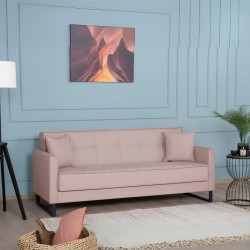 Divano letto contenitore Legen 3 posti in vellutino rosa antico 12-450