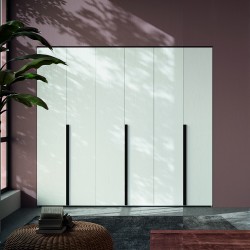 Armadio Coco 6 ante battenti colore bianco Portland e maniglie nere opache