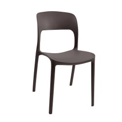 Sedia in polipropilene Vela con schienale ergonomico con apertura centrale colore brown...