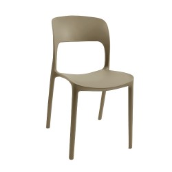 Sedia in polipropilene Vela con schienale ergonomico con apertura centrale colore taupe...