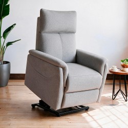 Poltrona alzapersona Motion con recliner elettrico 1 motore in tessuto G378 grigio...