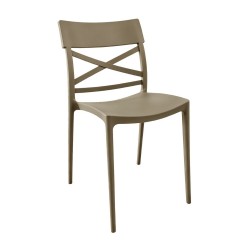 Sedia in polipropilene Mami con schienale incrociato taupe set 4 pezzi