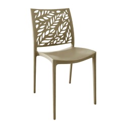 Sedia in polipropilene Luma con schienale con dettaglio con foglie taupe set 4 pezzi