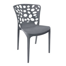 Sedia in polipropilene Zyra con schienale traforato dark grey set 4 pezzi