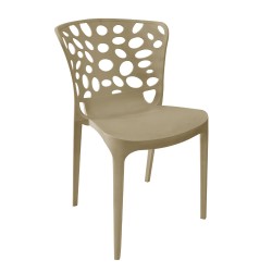 Sedia in polipropilene Zyra con schienale traforato taupe set 4 pezzi