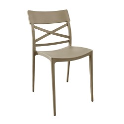 Sedia in polipropilene Mami con schienale incrociato light taupe set 4 pezzi