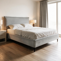 Letto matrimoniale Line contenitore in tessuto Aragon 80 light grey
