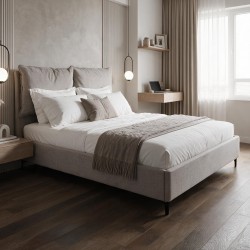 Letto matrimoniale Vogue contenitore in tessuto Aragon 20 taupe