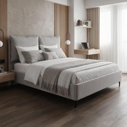 Letto matrimoniale Vogue contenitore in tessuto Aragon 80 light grey