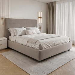 Letto alla francese Ascoli contenitore 140x190 cm. in tessuto Aragon 20 taupe