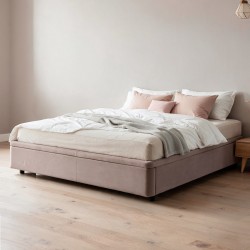 Letto matrimoniale Sommier 180x200 con contenitore in tessuto Enjoy 03 taupe