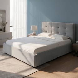 Letto una piazza e mezza Ascoli contenitore in tessuto Enjoy 20 grigio chiaro