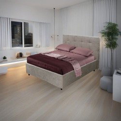 Letto una piazza e mezza Ascoli contenitore in tessuto Enjoy 03 tortora
