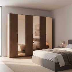 Armadio Mustella 6 ante battenti con specchi bronzati