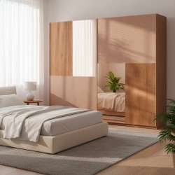 Armadio Quinn 2 ante scorrevoli con specchi colore bronzo noce mercure
