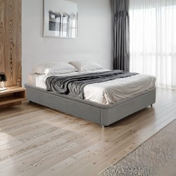 Letto matrimoniale Sommier 160x190 con contenitore in tessuto Towel grigio chiaro