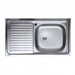 Lavello appoggio SA9050 1 vasca con gocciolatoio sinistro 90x50 cm. inox