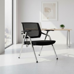 Sedia ufficio pieghevole Fabula con gambe in acciaio cromato e schienale in rete colore...