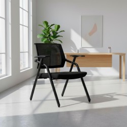 Sedia ufficio pieghevole Fabula con gambe e schienale in rete colore nero