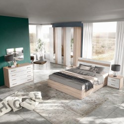Camera da letto Isabella02 con letto contenitore e armadio 6 ante battenti con specchi...
