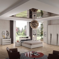 Camera da letto Paris03 con letto contenitore con inserto a specchio e armadio 6 ante...