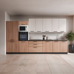 Cucina Meraviglia XL reversibile basi e colonne rovere gessato naturale e pensili...