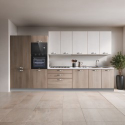 Cucina Meraviglia XL reversibile L 375 cm. con basi e colonne olmo e pensili alti...