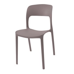 Sedia in polipropilene Vela con schienale ergonomico con apertura centrale colore taupe...