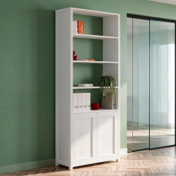 Libreria Miraflor con 2 ante e 4 vani a giorno colore bianco