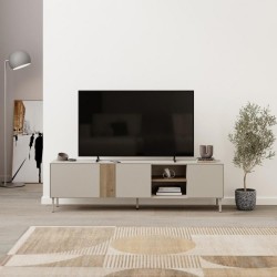 Porta tv Vena con 3 ante e 1 nicchia a giorno con ripiano in rovere e cashmere