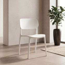 Sedia in polipropilene Loop con schienale ergonomico con apertura colore bianco set 4...