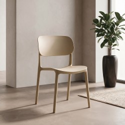 Sedia in polipropilene Loop con schienale ergonomico con apertura colore cashmere set 4...