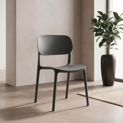 Sedia in polipropilene Loop con schienale ergonomico con apertura colore antracite set...