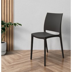 Sedia in polipropilene Sfera con design ergonomico colore antracite set 4 pezzi