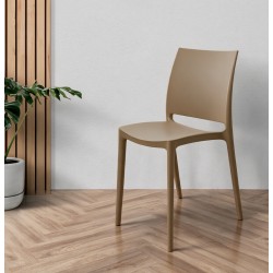 Sedia in polipropilene Sfera con design ergonomico colore taupe set 4 pezzi