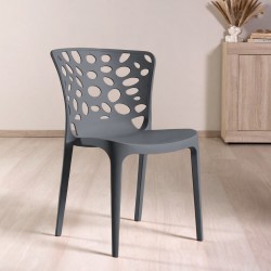 Sedia in polipropilene Zyra con schienale traforato dark grey set 4 pezzi