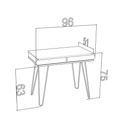 Scrivania Illia piedi in metallo bianco e piano rovere 96x51x75 HMT190642